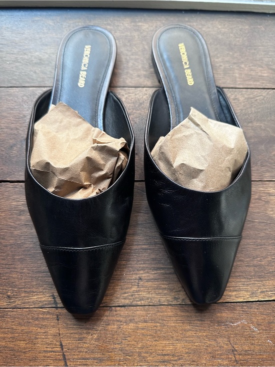 Veronica Beard Shoes - Veronica Beard Black Leather Pointed Mules